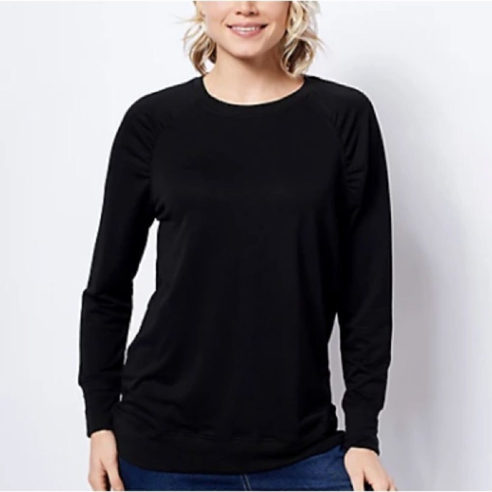Belle by Kim Gravel Luxe French Terry Ruched Shoulder Top